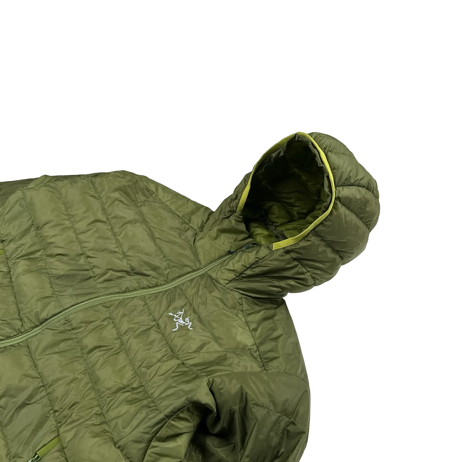 Arcteryx Green Down Filled Zipped Hooded Puffer - Medium