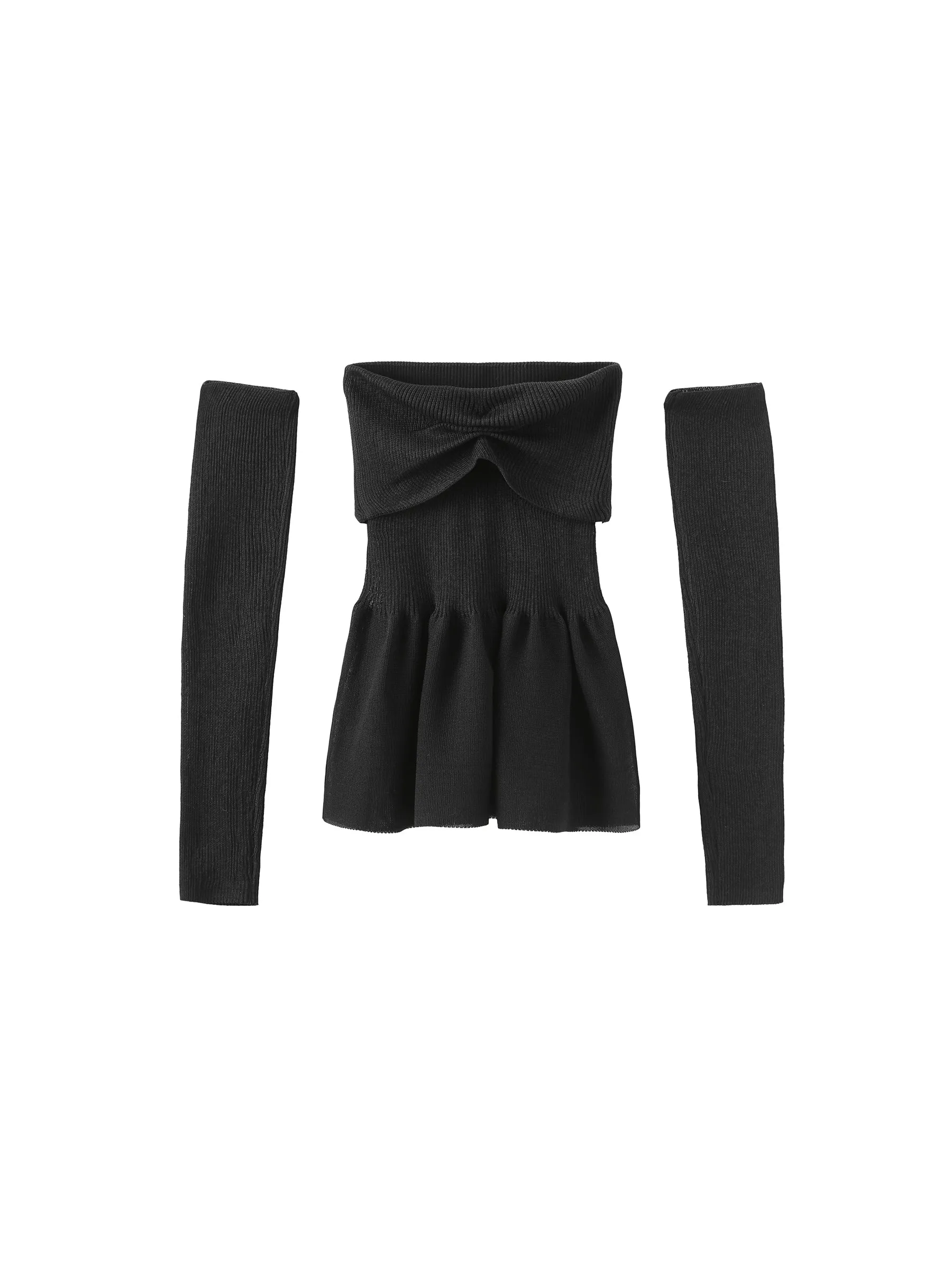 Fine Knit Strapless Top with Detached Sleeves